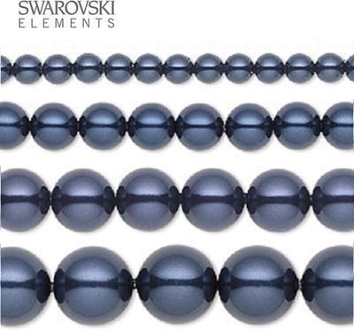 Swarovski Elements, 50 stuks Swarovski Parels, 8mm (40cm), night blue, 5810