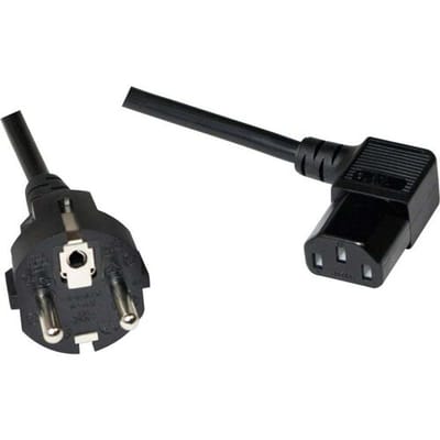 C13 (haaks/links) - CEE 7/7 (recht) stroomkabel - 3x 1,50mm / zwart - 5 meter
