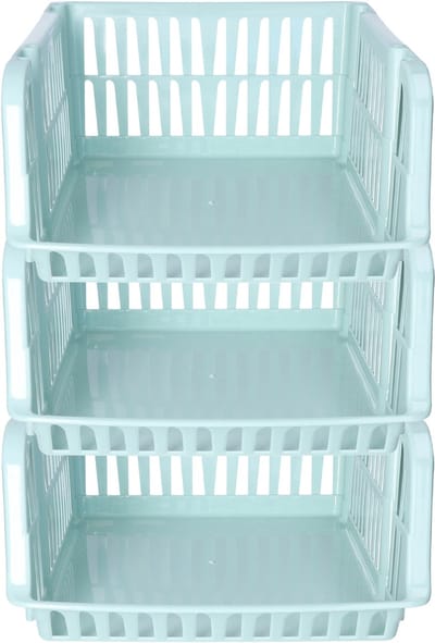 Plasticforte Stapelbare opbergmand - 3x - Mintgroen - 16L - kunststof - 38 x 28 x 15 cm
