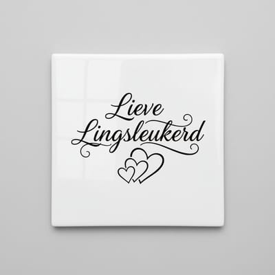 Lieve Lingsleukerd Decoratieve Tegel – Romantische Tekst Wanddecoratie – Keramische Tegel 15 × 15 cm