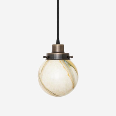 Hanglamp aan snoer Marmer bol 20's Brons - Art Deco Trade