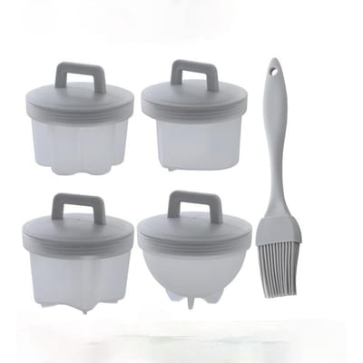 5 stuks/set Voedselkwaliteit Zachte Siliconen Eierpocher Ontbijt Gestoomd Ei Vorm Kook Pocheerbeker Keukengereedschap kookgadgets gray