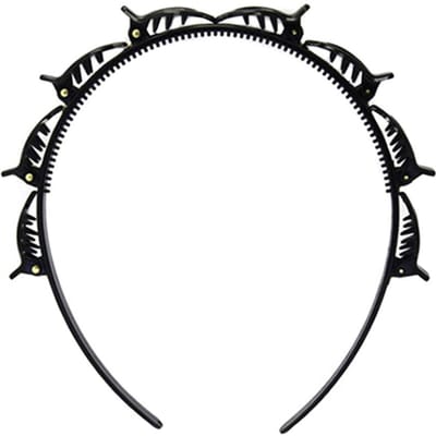 Meerlaagse holle gevlochten vrouwen pony hoofdband haar styling ijzer accessoires haar clip zwart