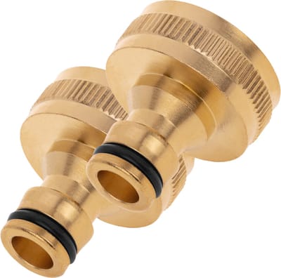 PrimeMatik - Set van 2 kraanadapters met 1" binnendraad in messing
