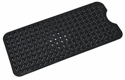 BSS® Badmat Antislip voor in Bad - 100x40 cm Antislip Douchemat van Natuurlijk Rubber en PVC met Zuignappen, Extra Lang, Slipvrij, Machinewasbaar - Zwart