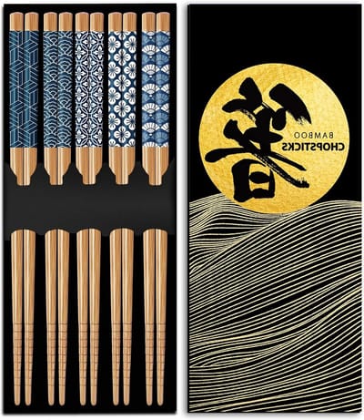 5 Paar Herbruikbare Bamboe Eetstokjes van 23 cm, Ideaal voor Sushi, Lichtgewicht en Antislip Design
