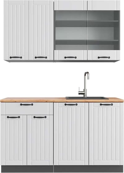 Vicco Fame-Line Eenpersoonskeuken – 140 cm, WB Eik Landhuis wit/antraciet