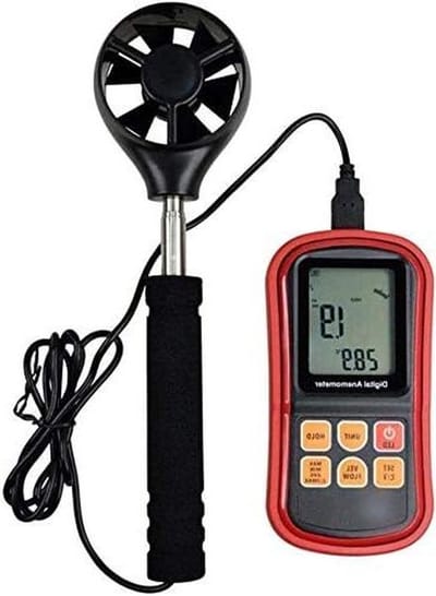 Anemometer Windsnelheidmeter - Windmeter Temperatuurmeter - Windmeting Buiten - Hoge Precisie Meting - 0-999900 CFM - Grijs