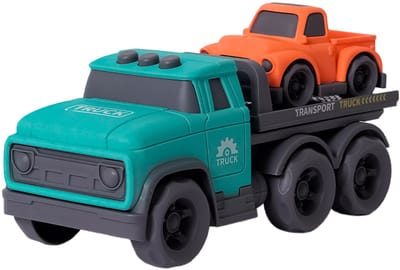 Speelgoedtopdeals - BIOplastic Transportwagen met 1 auto - 24 cm - Duurzaam speelgoed