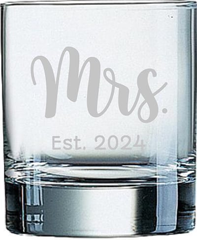Gegraveerde Whiskeyglas 20cl Mrs. Est. 2024