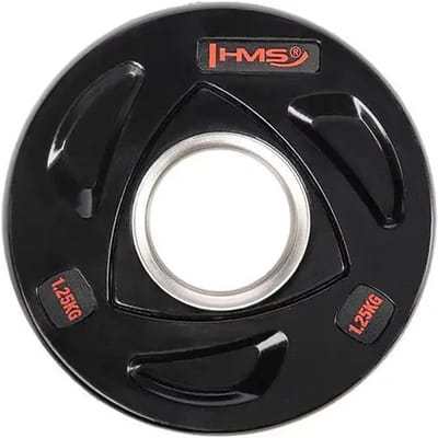 HMS TOX Serie - Zwarte Olympische Halterschijf - 1.25 KG - Geïntegreerde Handgrepen - Rubbercoating