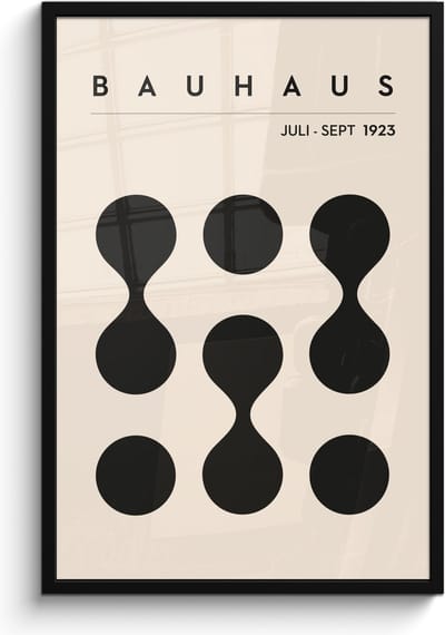 Poster in lijst - Fotolijst 60x90 cm - Posters - Bauhaus - Abstract - Zwart - Art - Modern - Posterlijst zwart - Decoratie - Wanddecoratie woonkamer - Muurdecoratie slaapkamer
