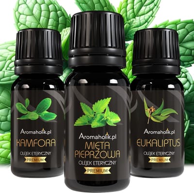 Aromaholik - Natuurlijke Etherische Oliën Set - Verlichting Bij Verkoudheid - Kamfer, Eucalyptus, Pepermunt