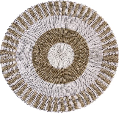 Zeegras Tapijt - Rond Kleed - Wit & Bruin - Diameter 1 meter
