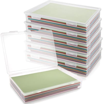 6 stuks draagbare archiefdozen A4, transparante documentendoos van kunststof, stapelbare multifunctionele kantoorbenodigdheden, opbergdoos voor documenten, brieven, verzamelalbums