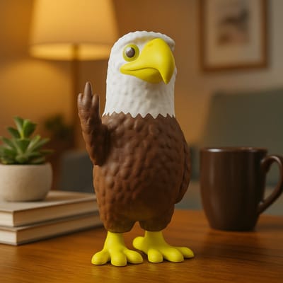 AnimalsAttitude – Kleine Adelaar Figurine met Middelvinger – 3D-geprint PLA Beeldje – Conversation-Worthy Gift
