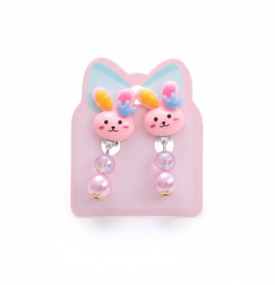 Roze cartoon oorbellen met kat dames en meisjes clip on oorclips met hanger en kralen speels ontwerp zonder gaatjes geschikt voor kinderen en volwassenen
