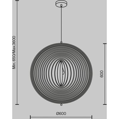 Hanglamp Maytoni Roots, bolvorm, Ø 60 cm, hout/zwart