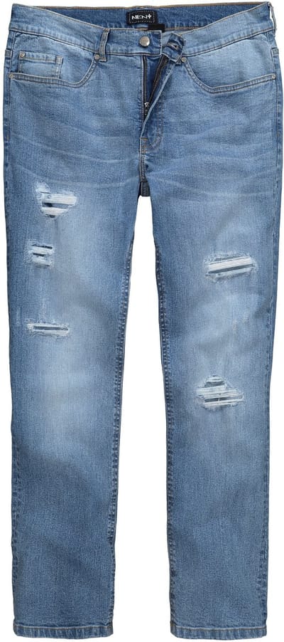 Men Plus - Heren - Jeans Buik-Fit Regular Fit 5-pocket destroyed effect - Blauw denim - Maat 70