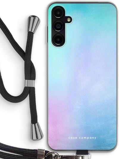 Case Company® - Hoesje met koord geschikt voor Samsung Galaxy A14 hoesje met Koord - Mist pastel - Telefoonhoesje met Zwart Koord - Bescherming aan alle Kanten en Over de Schermrand