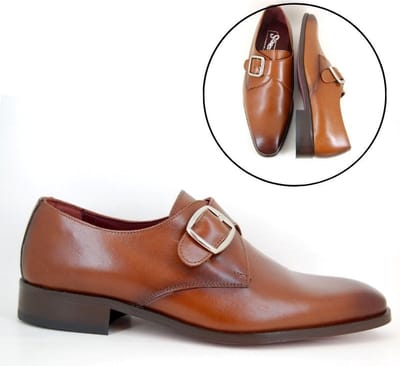Stravers - Nette Herenschoenen met Gesp Maat 47 Grote Maten Cognac Bruine Gespschoenen Heren