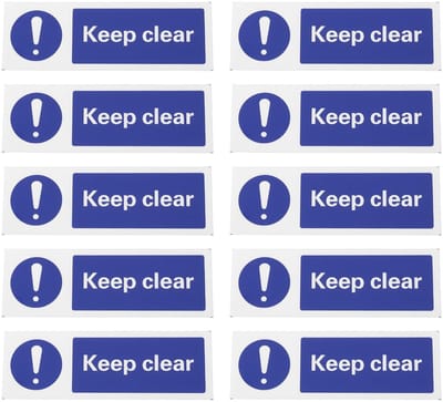 Dailygoods- Keep Clear Sticker 10 Stuks - PVC Sticker 150x50mm - Duurzaam - Weerbestendig - UV-bestendig - Zelfklevend - Waarschuwingssticker