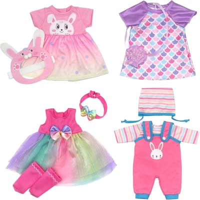 Poppenjurk Set - Poppenkleding Accessoires - Poppen Aankleden - 4 Delige Set - 30-36 cm Poppen