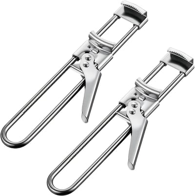 Dekselopener Set - Potopener Keuken - Gemakkelijk Openen - Verstelbaar Roestvrij Staal - 2 Stuks - Zilver