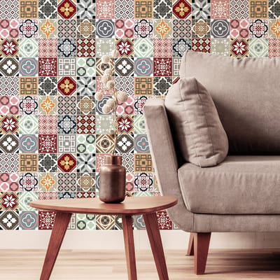 Muurstickers - Zelfklevende tegelmuurstickers voor keuken en badkamer - 24 Rancito tegelstickers - 24 stickers 10x10cm