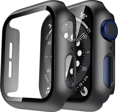 Hoesje met Glas Screenprotector geschikt voor Apple Watch Series 7 41 mm [Hoesje en Screen Protector in 1]