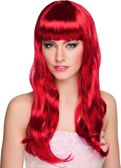 Boland - Pruik Chique robijnrood Rood - Golvend - Lang - Vrouwen - - Glitter and Glamour