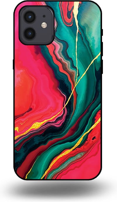 Smartphonica Telefoonhoesje Geschikt voor iPhone 12/12 Pro met Rood Groen Marmer Opdruk - TPU Backcover Case Red Green Marble Design geschikt voor iPhone 12;iPhone 12 Pro