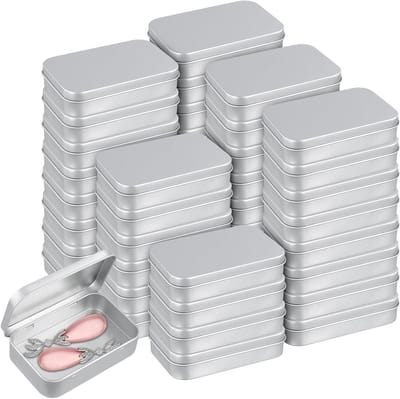 50 Stuks Kleine Scharnierende Blikjes, 94x61x20mm Rechthoekige Metalen Opbergdozen voor Snoep, Sleutels en Kleine Voorwerpen