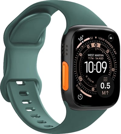 Horloge Band Geschikt voor Apple Watch Ultra 1, 2, 3 (49 mm) Bandje Siliconen Verstelbaar - Donkergroen