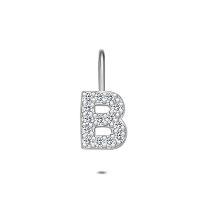 Twice As Nice Hanger in zilver, letter B met steentjes