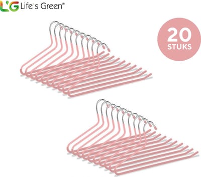 Life’s Green Broekhangers met antislip – Kledinghangers – Klerenhangers – Broek en Rok Houder - Set van 20 stuks - Roze