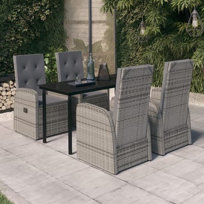 vidaXL - 5-delige - Tuinset - met - kussens - grijs