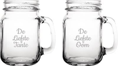 Gegraveerde Drinkglas 45cl De Liefste Tante-De Liefste Oom