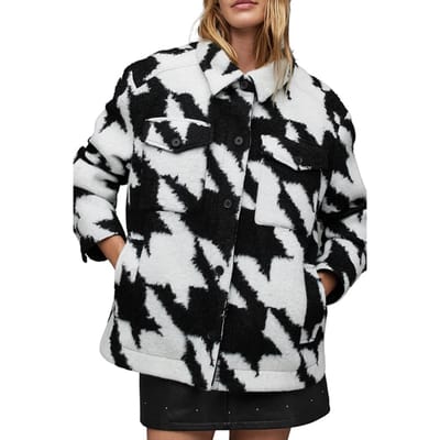 AllSaints Rosey Mono Jacket Black/white Size: 38 | Overshirts Outlet | Dames | Wit