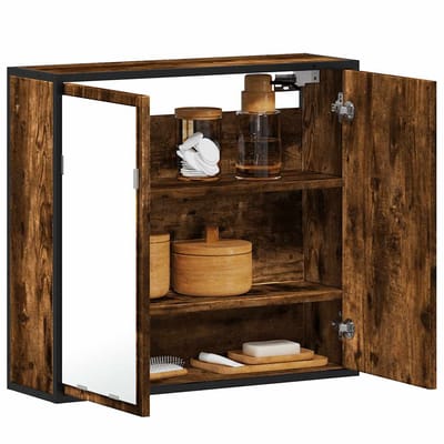 vidaXL - Badkamerspiegelkast - 65x20x60 - cm - bewerkt - hout - gerookt - eikenkleur