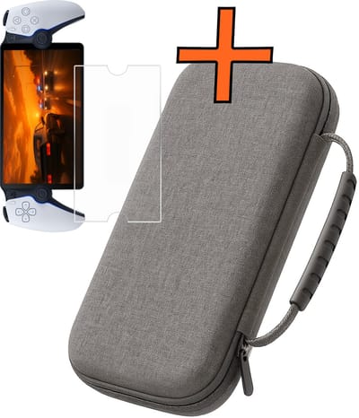 Hoesje Geschikt voor PlayStation Portal Hoes Bescherm Case Hardcover Met Screenprotector - Hoes Geschikt voor PlayStation Portable Case - Grijs