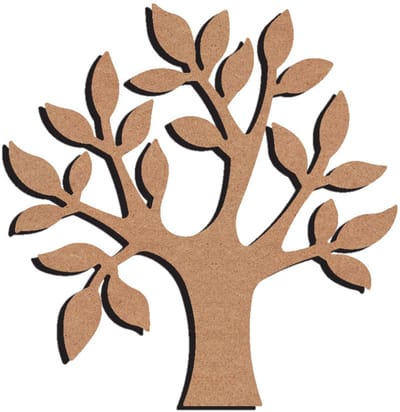 Gomille MDF figuur boom knutseldecoratie 26 cm multicolor.