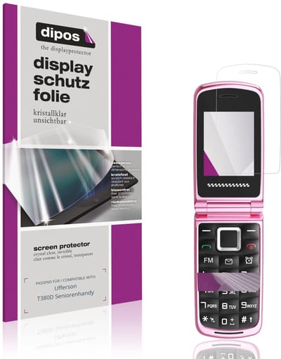 dipos – 4x Beschermfolie geschikt voor Ufferson T380D Seniorenhandy | Krasbestendige & heldere Screenprotector Ultra-Thin