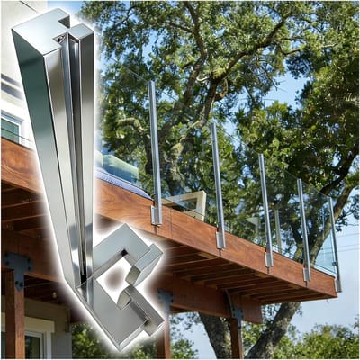 Leuning Paal - Zijsteun Beugel - Balustrade Montage - Universele Paneel Klem - 60 cm - Grijs