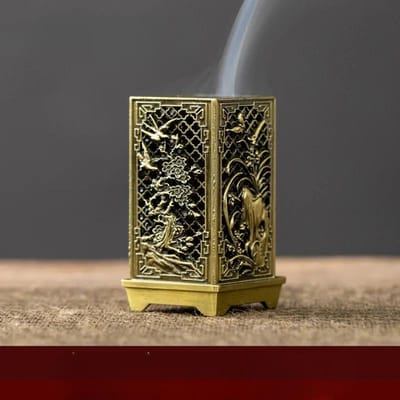 Vierkante verticale wierookbrander, klein, Xiangyun legering wierookhouder, aromatherapie voor binnen, ornament, Chinese pruim wierookbranders