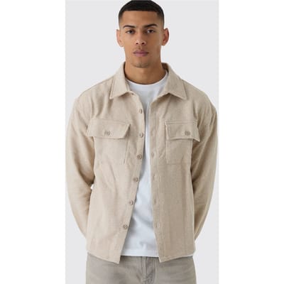 Regular Boucle Heavyweight Overshirt | Light Beige | Size XS