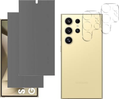 Screenprotector geschikt voor Samsung Galaxy S24 Ultra - 2 stuks Beschermglas Privacy Glas Screenprotector van glazen schermbeschermfolie + 2 stuks Camera Protector