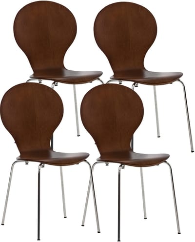 CLP Diego Set van 4 stapelstoelen Hout/bruin