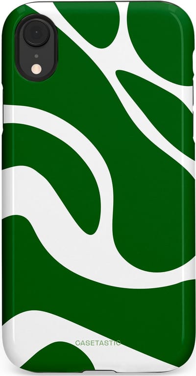 Casetastic Hoesje Geschikt voor Apple iPhone Xr - Stijlvolle Beschermende Duo-layer Case - Groene Golven