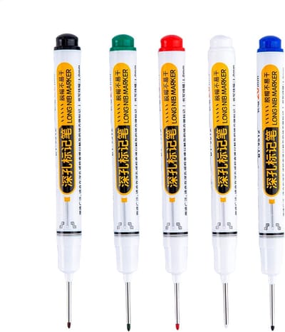 Diepe Pen Marker - Lange Markeerpen - Diepe Gaten Markeren - Waterbestendige Inkt - 2cm Penpunt - Vijf Kleuren